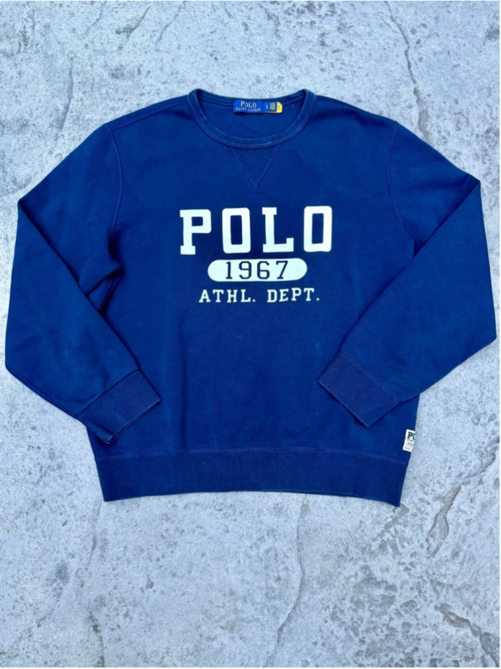 Polo by Ralph Lauren Navy Crewneck with White 'POLO 1967 ATHL. DEPT.' Graphic